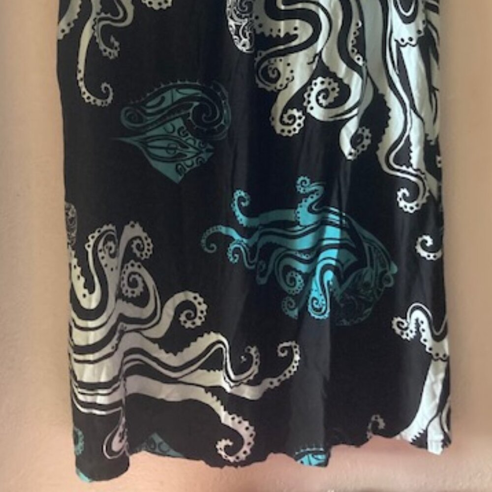 WAHINE TOA HAWAIIAN OCTOPUS-TAKO DRESS ALOHA MADE RESORT WEAR BLK/WHT/BL LOVELY - Picture 8 of 15